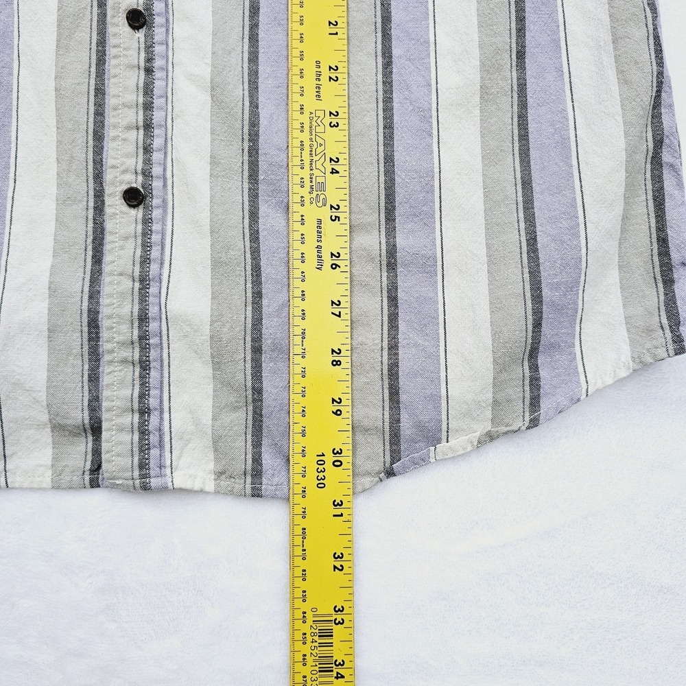 Katin Shirt Mens Large Striped Short Sleeve Button Up Cotton Linen Summer Beach - Picture 4 of 9